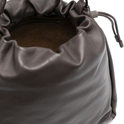 Brunello Cucinelli Mellow small bucket bag in soft leather with monili