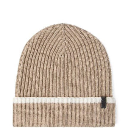 Brunello Cucinelli English rib cashmere knit skullcap with monili