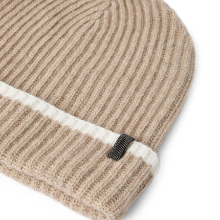 Brunello Cucinelli English rib cashmere knit skullcap with monili