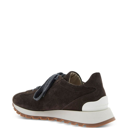 Brunello Cucinelli Suede runners with shiny tab