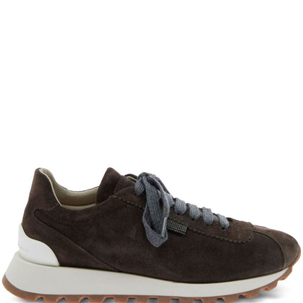 Brunello Cucinelli Suede runners with shiny tab