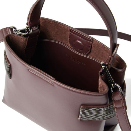 Brunello Cucinelli Essence small top-handle bag in calfskin with precious bands