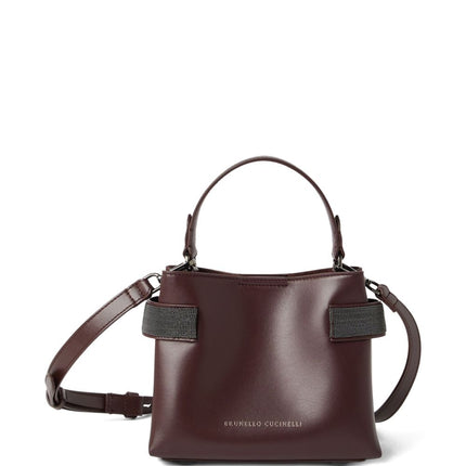 Brunello Cucinelli Essence small top-handle bag in calfskin with precious bands