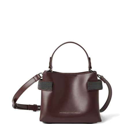 Brunello Cucinelli Essence small top-handle bag in calfskin with precious bands