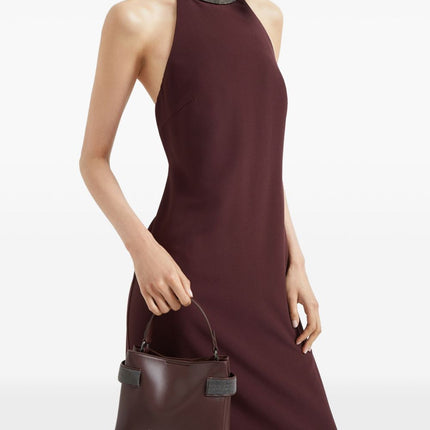 Brunello Cucinelli Essence small top-handle bag in calfskin with precious bands