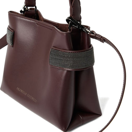 Brunello Cucinelli Essence small top-handle bag in calfskin with precious bands