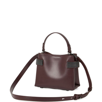 Brunello Cucinelli Essence small top-handle bag in calfskin with precious bands