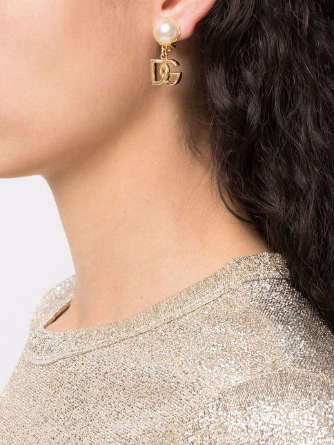 Dolce & Gabbana DG Logo and Pearl Earrings