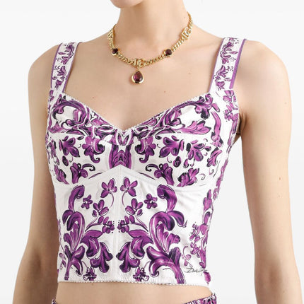 Dolce & Gabbana Maiolica print bustier top
