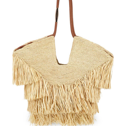 Zimmermann Goldentime medium raffia tote bag