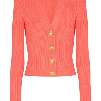 Balmain Long-sleeved twisted knit cardigan