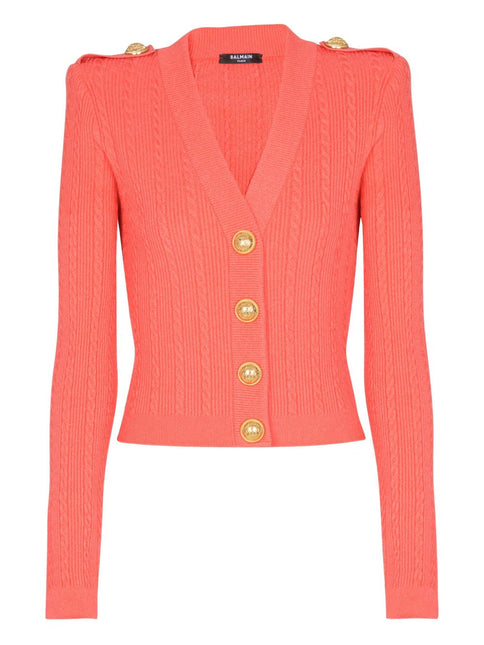 Balmain Long-sleeved twisted knit cardigan