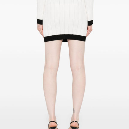 Balmain Button-embellished ribbed-knit mini skirt