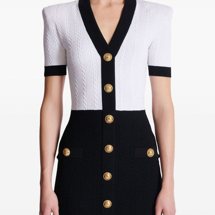 Balmain Two-tone twisted knit bodycon dress