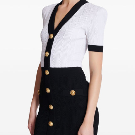 Balmain Two-tone twisted knit bodycon dress
