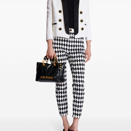 Balmain 1945 Soft PB-monogrammed crinkled small leather tote bag