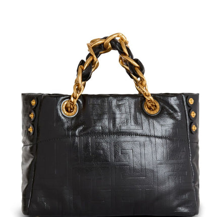 Balmain 1945 Soft PB-monogrammed crinkled small leather tote bag