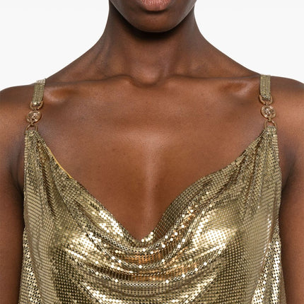 Versace Metallic mesh mini dress with slip