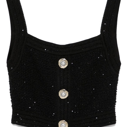 Balmain Black Sleeveless Tops