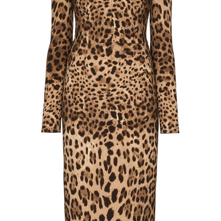 Dolce & Gabbana off-the-shoulder Leopard Print Midi Dress
