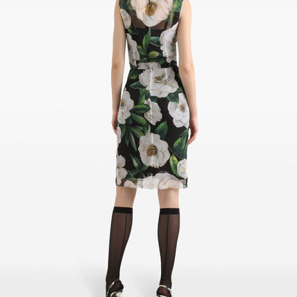 Dolce & Gabbana Gardenia-print chiffon midi dress