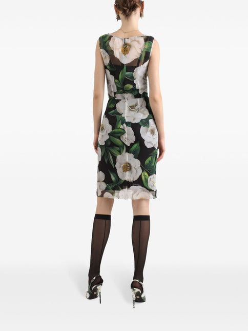Dolce & Gabbana Gardenia-print chiffon midi dress