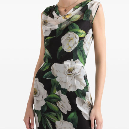 Dolce & Gabbana Gardenia-print chiffon midi dress