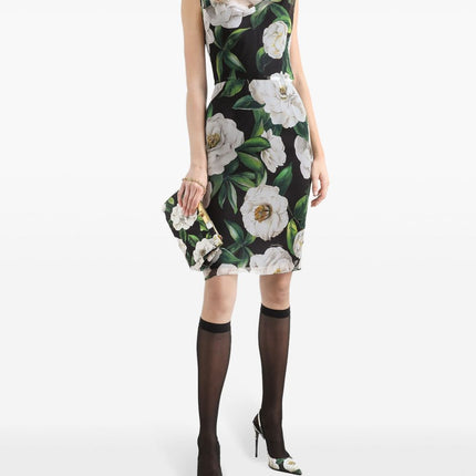 Dolce & Gabbana Gardenia-print chiffon midi dress