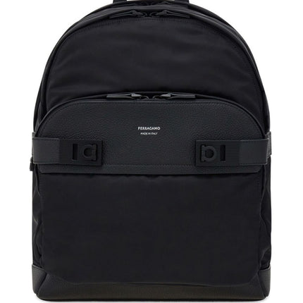 Ferragamo Men's Black Twins Nylon Backpack
