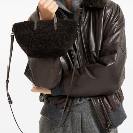 Brunello Cucinelli BC Duo mini bag in curly shearling with monili