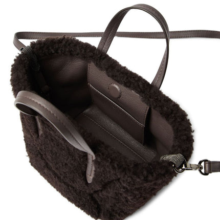 Brunello Cucinelli BC Duo mini bag in curly shearling with monili