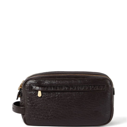Brunello Cucinelli Textured grain leather beauty case with double zip
