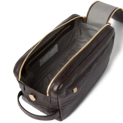 Brunello Cucinelli Textured grain leather beauty case with double zip
