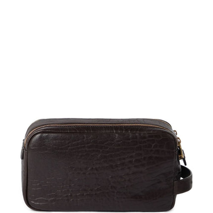 Brunello Cucinelli Textured grain leather beauty case with double zip