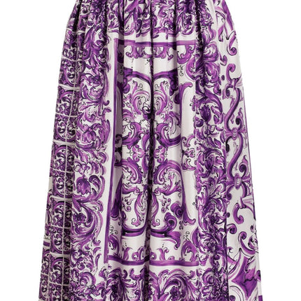 Dolce & Gabbana Gathered twill skirt with maiolica print