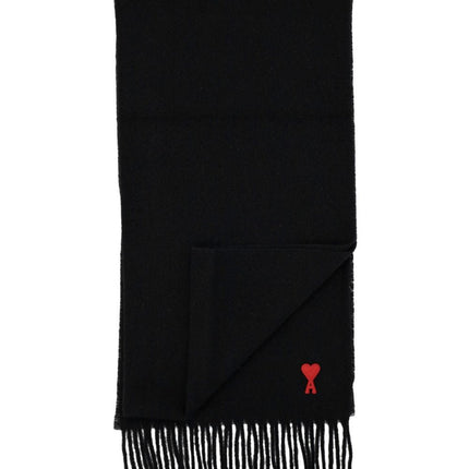 Ami Paris Ami de Coeur fringed-edge wool scarf