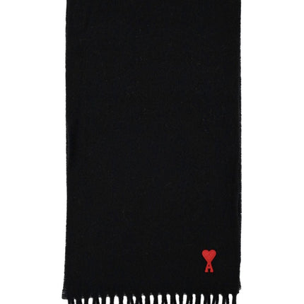Ami Paris Ami de Coeur fringed-edge wool scarf