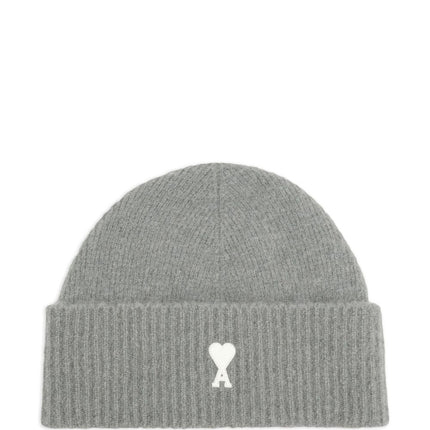 Ami Paris Grey Alpaca Striped Ami De Coeur Beanie