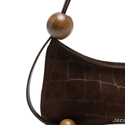 JACQUEMUS Le Bisou Perle crocodile-effect suede shoulder bag