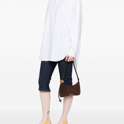 JACQUEMUS Le Bisou Perle crocodile-effect suede shoulder bag