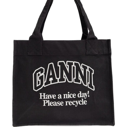 Ganni Recycled cotton large tote bag