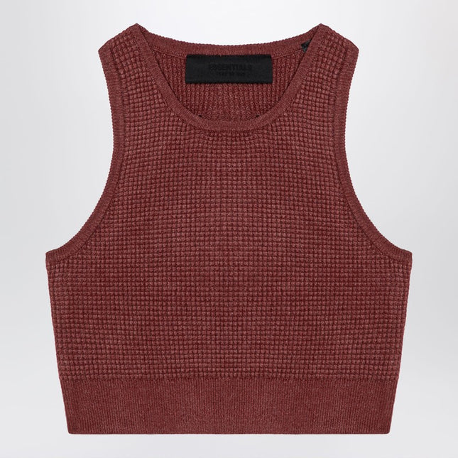 Fear of God Essentials Sporty burgundy honeycomb tank top