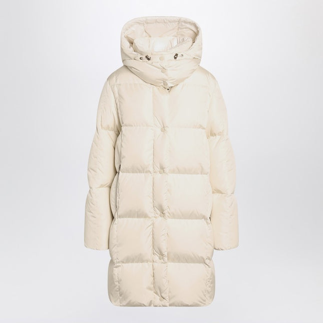 Moncler Litte long white quilted jacket