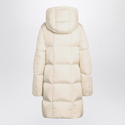 Moncler Litte long white quilted jacket