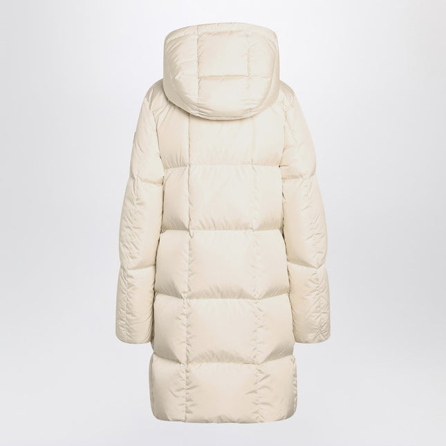 Moncler Litte long white quilted jacket