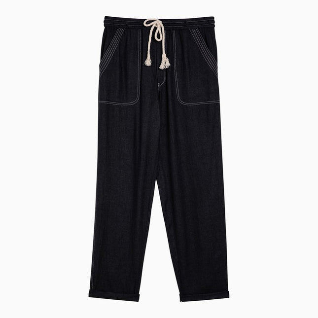 ISABEL MARANT Étoile Black silk trousers with drawstring