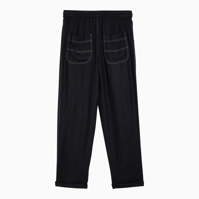 ISABEL MARANT Étoile Black silk trousers with drawstring