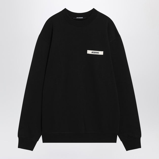 JACQUEMUS Black crew neck cotton sweatshirt
