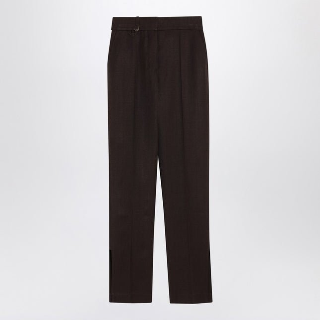JACQUEMUS Brown trousers in silk blend