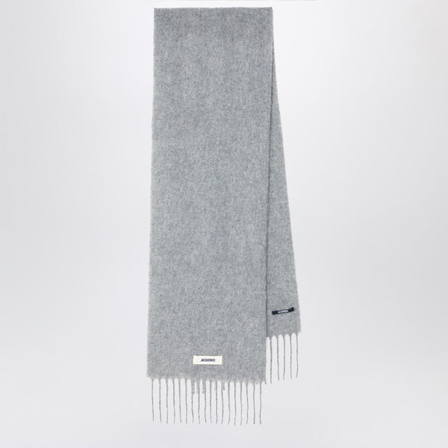 JACQUEMUS Grey scarf in alpaca and mohair